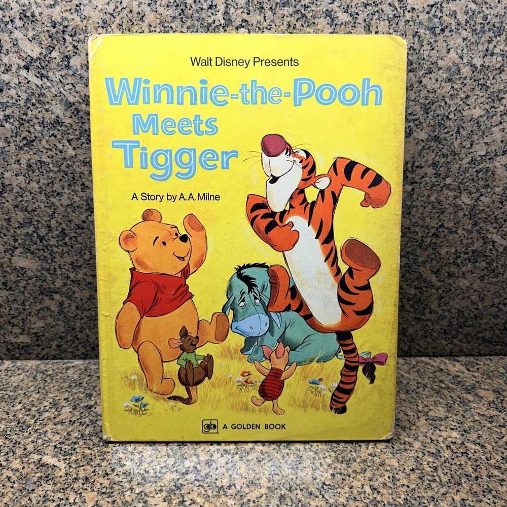 VTG 1977 Winnie-the-Pooh Meets Tigger A.A.‎ Milne Golden Disney Yellow HC Book